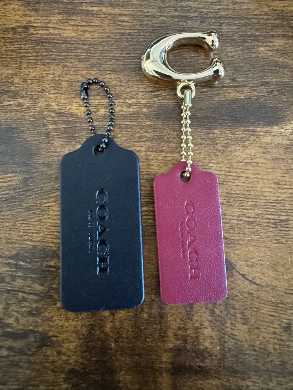 COACH Leather Hangtag Bundle - Black & Burgundy